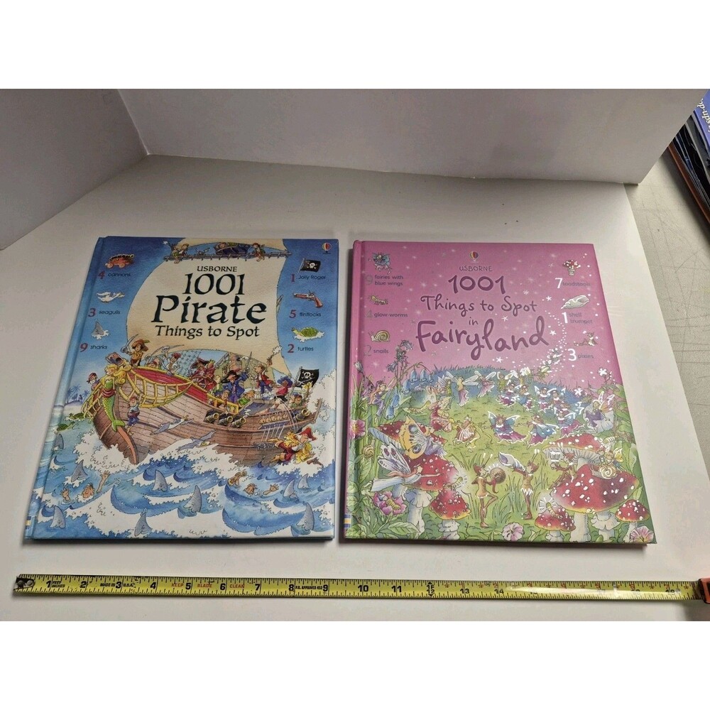 Lot of 2 - 1001 Things to Spot in Fairyland and Pirate Hardcovers Usborne